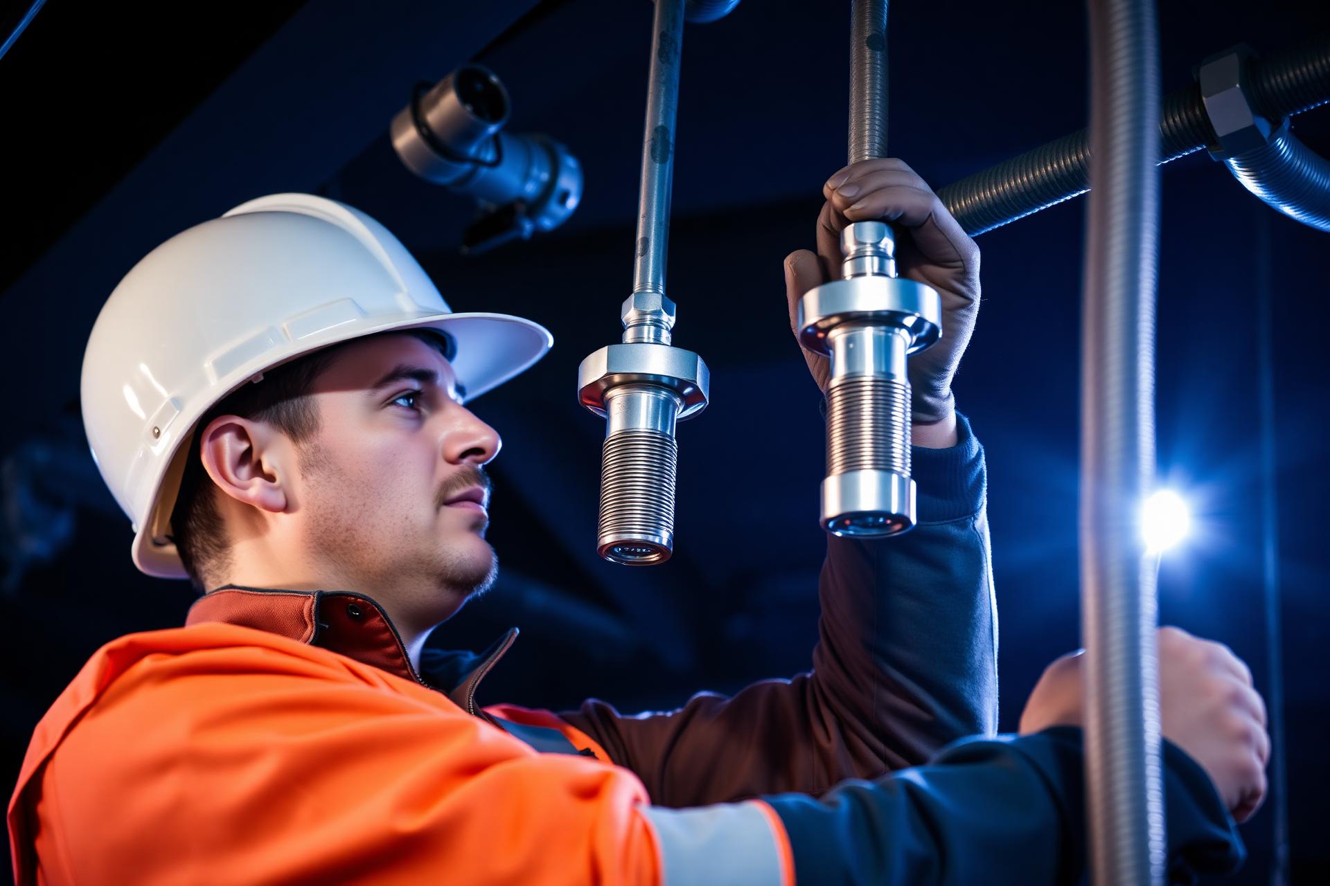 Electrician installing SPEC conduit fittings